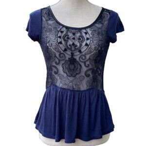 AMERICAN EAGLE Beaded Lace Sheer Top